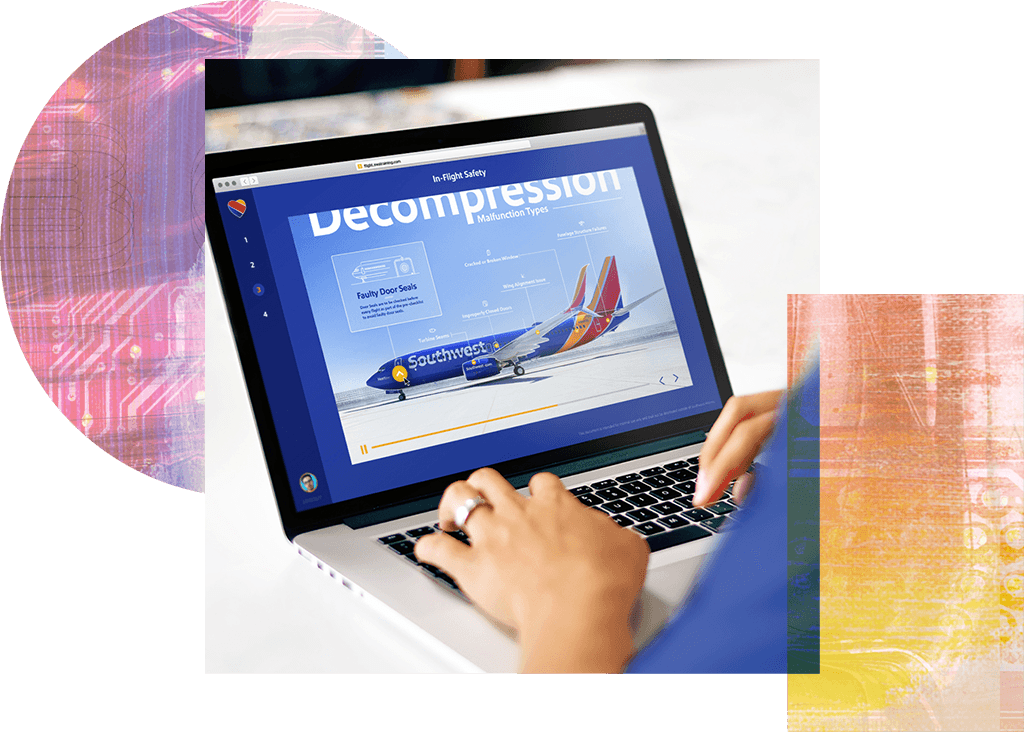 southwest branded course user interface on laptop screen image