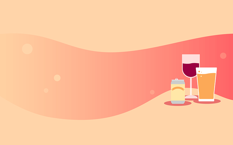 a can, a glass of wine, and a beer
